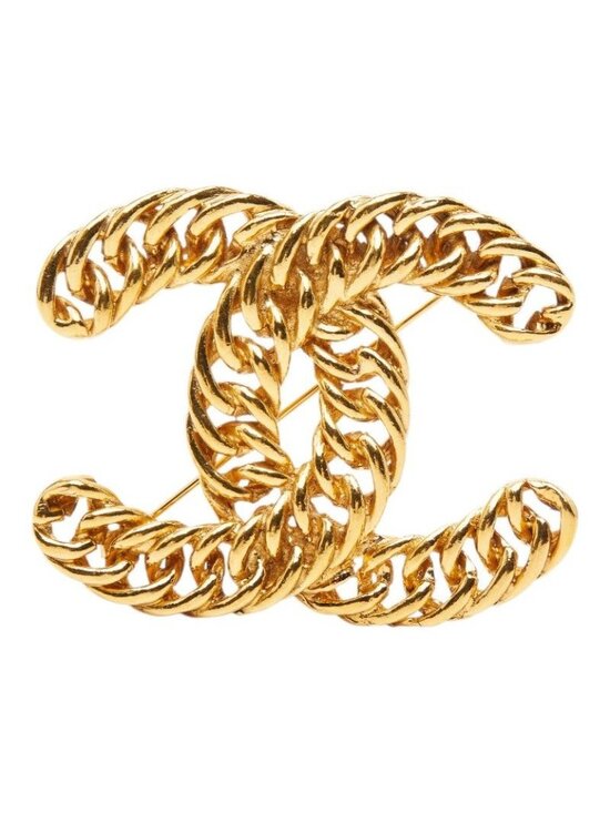 Chanel CC Logo Brooch Gold Plated